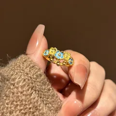 Romantic Enamel Flowers Open Ring For Women In Gold Copper 2