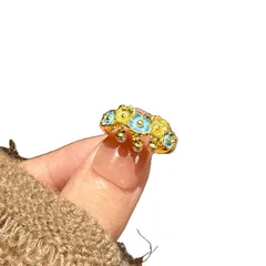 Romantic Enamel Flowers Open Ring For Women In Gold Copper 5