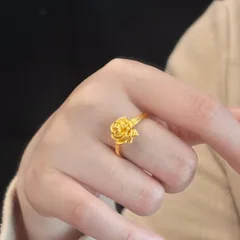 Romantic Rose Ring For Women In Gold Electroplated Copper 2
