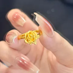 Romantic Rose Ring For Women In Gold Electroplated Copper 3
