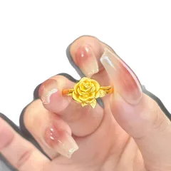 Romantic Rose Ring For Women In Gold Electroplated Copper 5