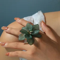 Romantic Sweet Artistic Flower 304 Stainless Steel Arylic Plating 14K Gold Plated Women's Open Rings 4