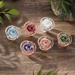 Rose Gold Adjustable Ring For Women In Zinc Alloy Featuring Enamel Craftsmanship