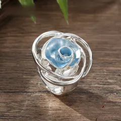 Rose Gold Adjustable Ring For Women In Zinc Alloy Featuring Enamel Craftsmanship 2