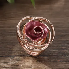 Rose Gold Adjustable Ring For Women In Zinc Alloy Featuring Enamel Craftsmanship 4