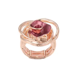 Rose Gold Adjustable Ring For Women In Zinc Alloy Featuring Enamel Craftsmanship 5