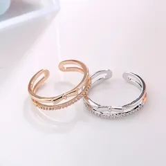 Rose Gold Bow Tie Adjustable Ring For Unisex Featuring Simple Style Alloy Material And Electroplated Finish With Artificial Gemstones 3