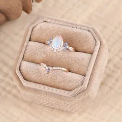 Rose Gold Bow Tie Rings For Women, 1 Pair Featuring October Birthstone Opal, Alloy Material With Electroplated Finish 3