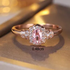 Sweet Rose Gold Electroplated Copper Egg Ring For Unisex With Rhinestones Inlay 2