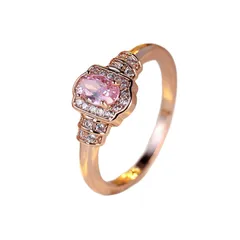 Sweet Rose Gold Electroplated Copper Egg Ring For Unisex With Rhinestones Inlay 5