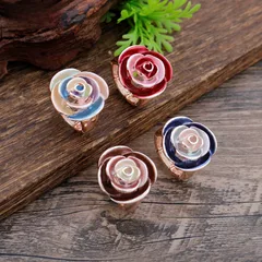 Rose Open Ring For Women In Gold Zinc Alloy With Simple Style Featuring Enamel Craftsmanship