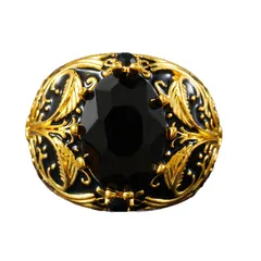 Rose Pattern Unisex Ethnic Style Ring For Everyday Wear, Gold Alloy With Golden Plated Finish And Rhinestone Inlay 5