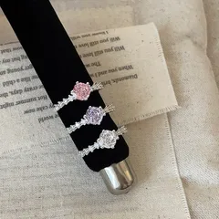 Rose Pattern Women’s Metal Ring In Purple With Zircon Inlay, Featuring Electroplated Finish For Elegant Style