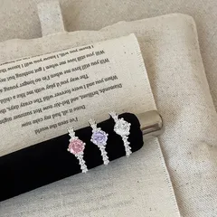 Rose Pattern Women’s Metal Ring In Purple With Zircon Inlay, Featuring Electroplated Finish For Elegant Style 4
