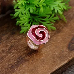 Rose Red Zinc Alloy Ring For Women Featuring Enamel Craftsmanship 2