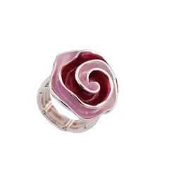 Rose Red Zinc Alloy Ring For Women Featuring Enamel Craftsmanship 5