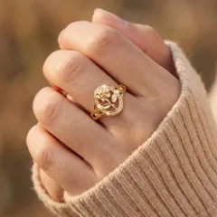 Rose For Women Copper Alloy Ring With White K Plated Finish 0.03µm-0.05µm Featuring Bezel Setting 3