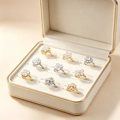 Rotatable Flowers Fidget Ring For Women In Copper With Real Gold Plated Electroplated Finish And Zircon Inlay 2