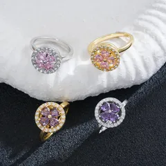 Rotatable Flowers Fidget Ring For Women In Titanium Steel With 18K Real Gold Plated PVD Coating And Zircon Inlay