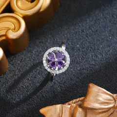 Rotatable Flowers Fidget Ring For Women In Titanium Steel With 18K Real Gold Plated PVD Coating And Zircon Inlay 2