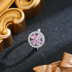 Rotatable Flowers Fidget Ring For Women In Titanium Steel With 18K Real Gold Plated PVD Coating And Zircon Inlay 4