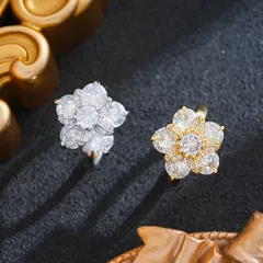 Rotatable Flowers Fidget Ring For Women In Titanium Steel With 18K Real Gold PVD Coating 2