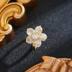 Rotatable Flowers Fidget Ring For Women In Titanium Steel With 18K Real Gold PVD Coating 3