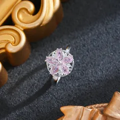 Rotatable Flowers Ring For Women In Titanium Steel With 18K Real Gold Plated And Rhinestones, PVD Coated 4