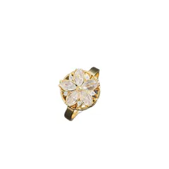 Rotatable Flowers Ring For Women In Titanium Steel With 18K Real Gold Plated And Rhinestones, PVD Coated 5