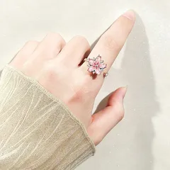 Rotatable Flowers Ring For Women In Electroplated Copper With Zircon Inlay, Anxiety Jewelry 2