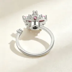 Rotatable Flowers Ring For Women In Electroplated Copper With Zircon Inlay, Anxiety Jewelry 4