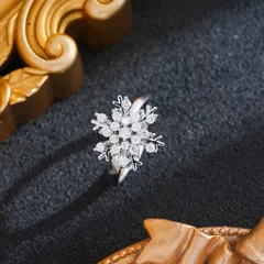 Rotatable Snowflake Fidget Ring For Women In Titanium Steel With 18K Real Gold Plating And Zircon Inlay, PVD Coated Anxiety Jewelry 4