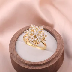 Rotatable Snowflake Fidget Ring For Women In Electroplated Copper With Zircon Inlay 2