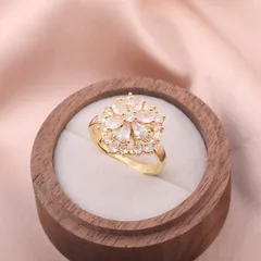 Rotatable Snowflake Fidget Ring For Women In Electroplated Copper With Zircon Inlay 4