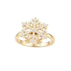 Rotatable Snowflake Fidget Ring For Women In Electroplated Copper With Zircon Inlay 5