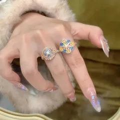 Round Alloy Ring For Women Featuring Artificial Pearl Inlay With 0.03µm Coating Thickness And Enamel Craft