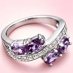 Round Alloy Unisex Ring For Everyday Wear With Antique Silver Plated Finish And Zircon Inlay, Featuring 0.03µm-0.05µm Plating Thickness