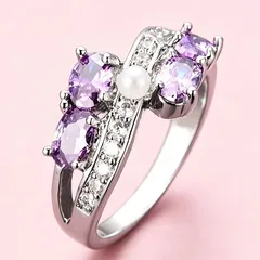 Round Alloy Unisex Ring For Everyday Wear With Antique Silver Plated Finish And Zircon Inlay, Featuring 0.03µm-0.05µm Plating Thickness 2