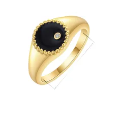 Round Copper Ring With Agate Inlay For Women In Gold, Perfect For Autumn Wear 5