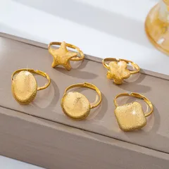 Set Of 5 Round Rings For Women In Gold Alloy With KC Golden Plated Finish And 0.03µm Plating Thickness 2