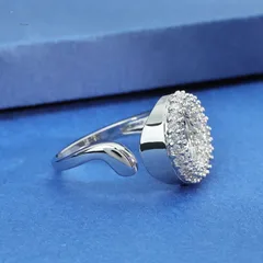 Round Hip-Hop Open Ring For Unisex Featuring Electroplated Copper With Rhinestones Inlay 4