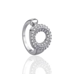 Round Hip-Hop Open Ring For Unisex Featuring Electroplated Copper With Rhinestones Inlay 5