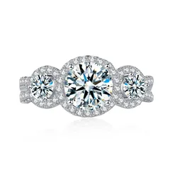 Round Moissanite Ring For Women In 925 Sterling Silver, Silver Color 5