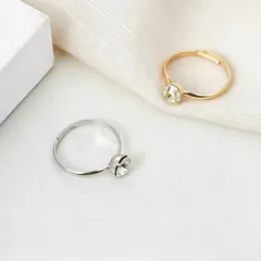 Round Multicolor Zircon Ring For Women In Golden Plated Iron With Claw Setting 3