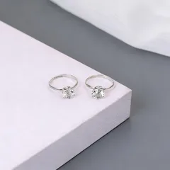 Round Multicolor Zircon Ring For Women In Golden Plated Iron With Claw Setting 4