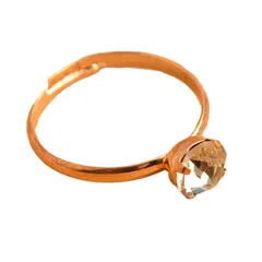 Round Multicolor Zircon Ring For Women In Golden Plated Iron With Claw Setting 5