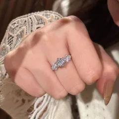 Round Open Ring For Women In Copper With Silver Plated Claw Setting Featuring Zircon Inlay 3