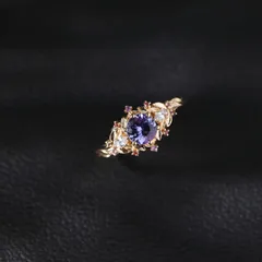 Round Open Ring For Women With Carving Design, Electroplated Copper Featuring Zircon Inlay