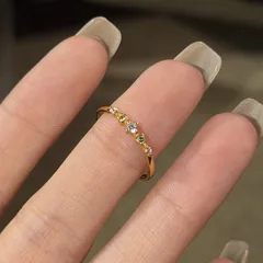 Round Open Rings For Women In Copper With Electroplated Gold Plating And Zircon Inlay, Simple Style