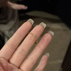Round Open Rings For Women In Copper With Electroplated Gold Plating And Zircon Inlay, Simple Style 2